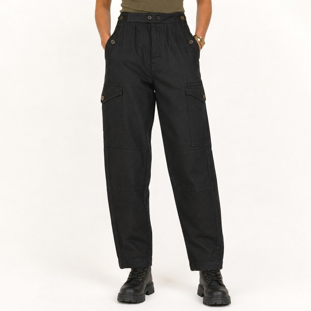 VTG High Rise Cargo Utility Pants Women 00 Dark Forest Green Tapered Knee Pads
